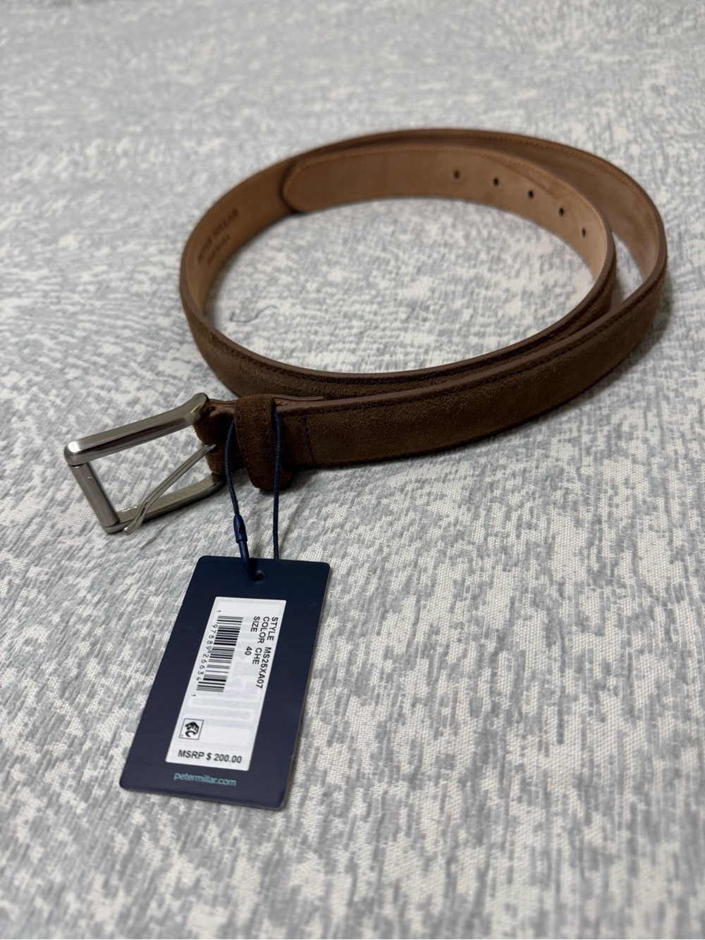 Peter Millar Crown Crafted Calf Suede Belt Size 40